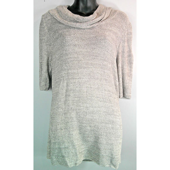 Jones New York Collection Short Sleeve Cowl Neck Blouse Silver Gray Women's XL - Picture 1 of 8